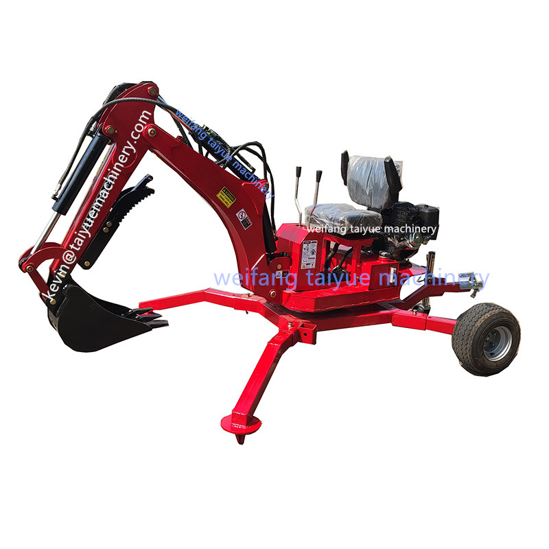 360 rotation degree work atv towable backhoe digger mini portable